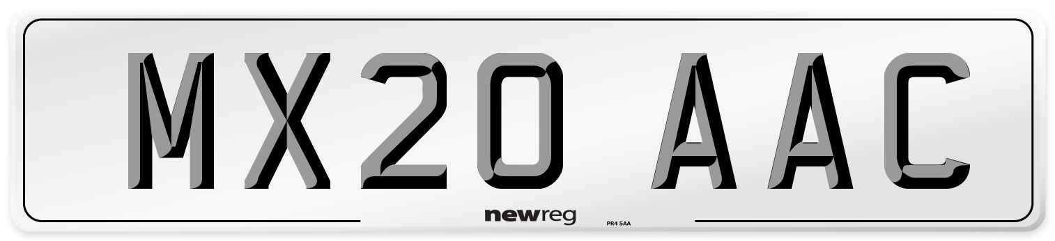 MX20 AAC Number Plate from New Reg
